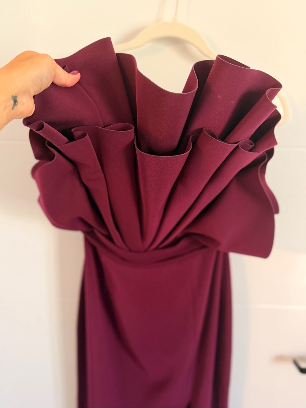 Club L London Set the Bar Strapless Sculpted Bodice Evening Gown in Deep Plum - Picture 2 of 7